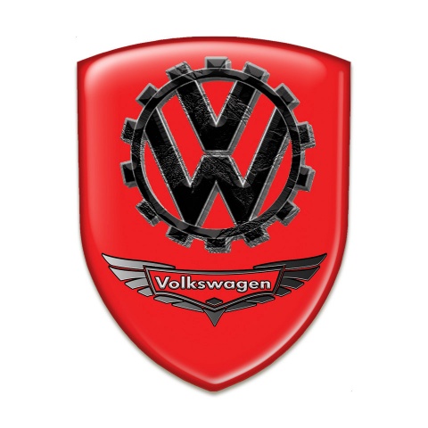 VW Resin Sticker Red Base with 3D logo Style 