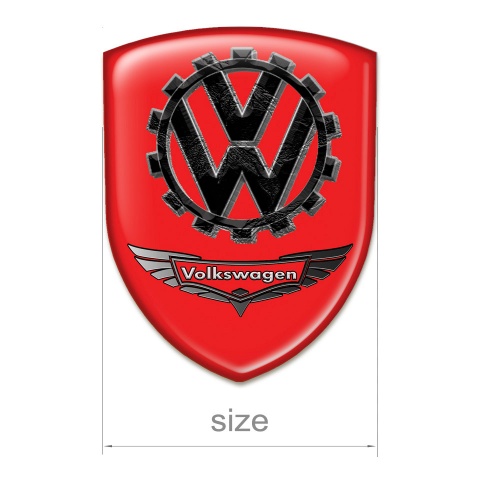 VW Resin Sticker Red Base with 3D logo Style 