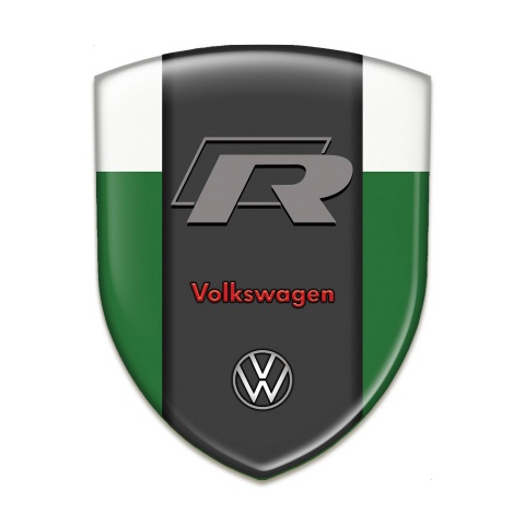 VW Tuning Emblem Green White Base and R Logo Version 