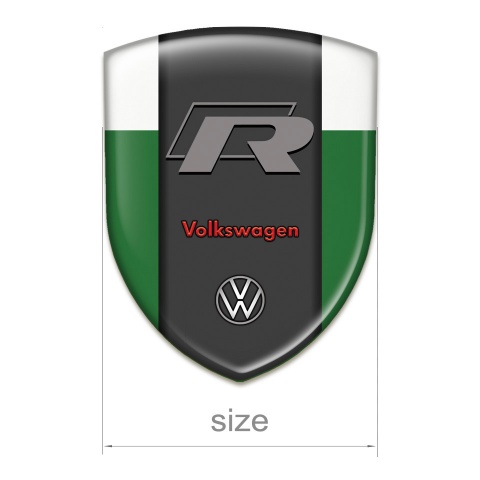 VW Tuning Emblem Green White Base and R Logo Version 