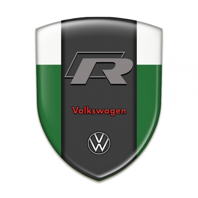 VW Tuning Emblem Green White Base and R Logo Version 