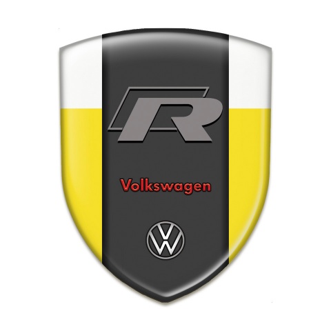 VW Car Interior Badge Yellow White Background R Logo edition 