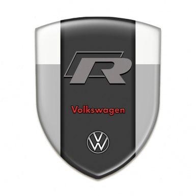 VW Silicone Car Decal Badge Grey White print R Logo Edition 