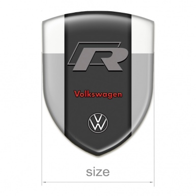 VW Silicone Car Decal Badge Grey White print R Logo Edition 