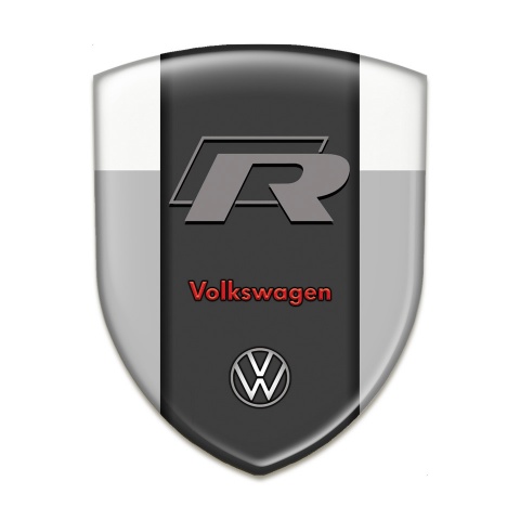 VW Silicone Car Decal Badge Grey White print R Logo Edition 