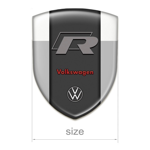VW Silicone Car Decal Badge Grey White print R Logo Edition 