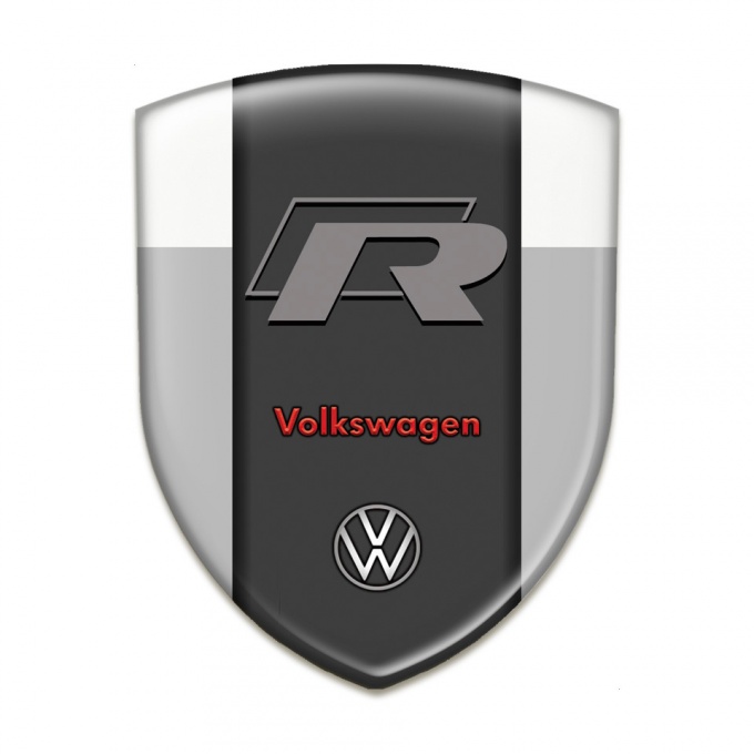 VW Silicone Car Decal Badge Grey White print R Logo Edition 