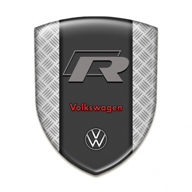 VW Emblem Badge Logo Metal Mesh Effect With R Logo 