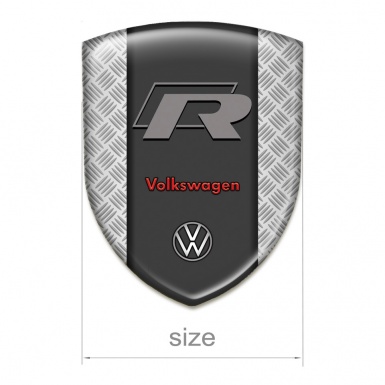 VW Emblem Badge Logo Metal Mesh Effect With R Logo 