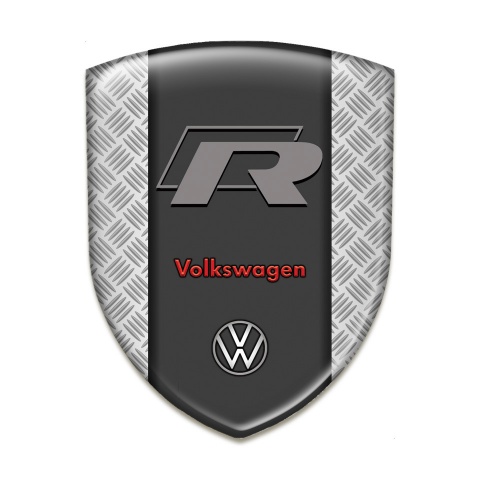VW Emblem Badge Logo Metal Mesh Effect With R Logo 