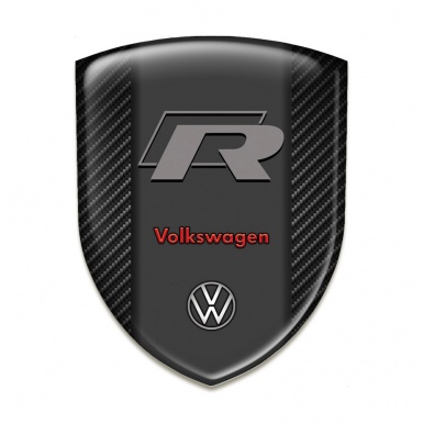 VW Logo Emblem High End Black Carbon base R Logo Version 