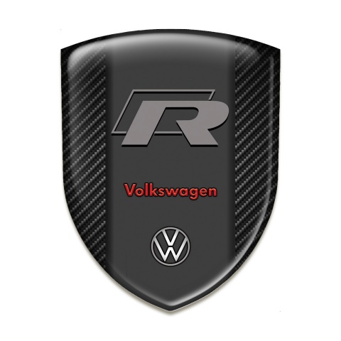 VW Logo Emblem High End Black Carbon base R Logo Version 