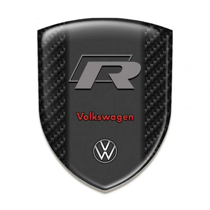 VW Self Adhesive Emblem Logo Dark Carbon R Style 