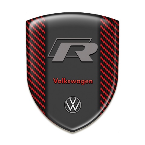 VW Domed Emblem Red Carbon Base R Style Logo 