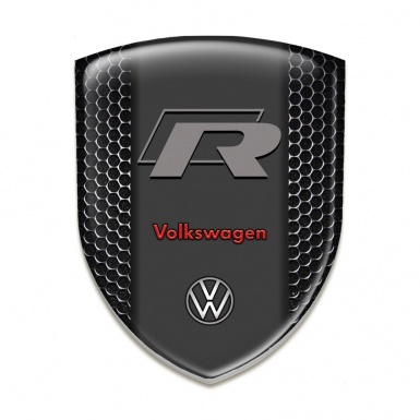 VW Resin Sticker Perforated Steel Background R Style Logo 
