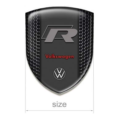 VW Resin Sticker Perforated Steel Background R Style Logo 