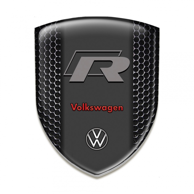 VW Resin Sticker Perforated Steel Background R Style Logo 