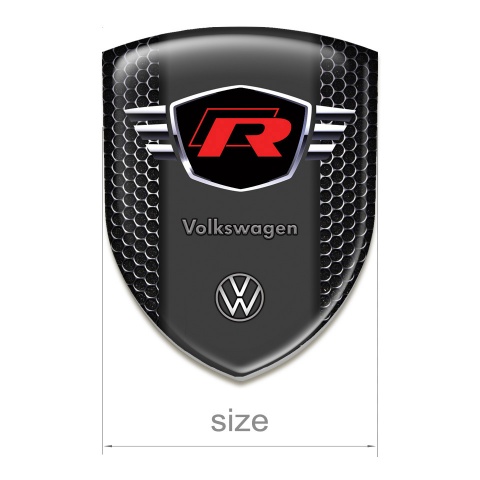 VW 3D Gel Emblem Perforated Steel Base Red R logo 