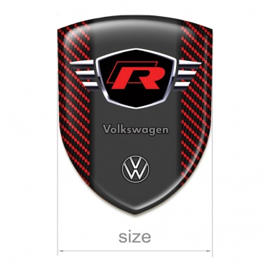 VW Emblem Exterior Red Carbon Style with Red R Logo 
