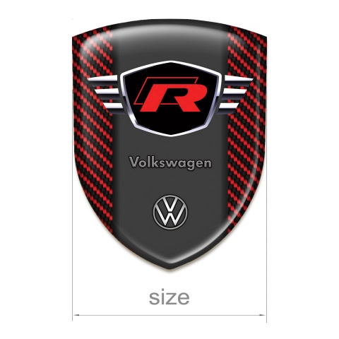 VW Emblem Exterior Red Carbon Style with Red R Logo 