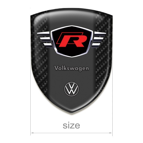 VW Emblem Interior Darck Carbon Style with Red R Logo 