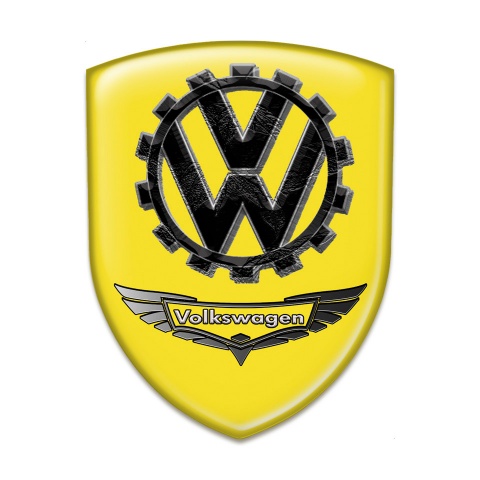 VW Tuning Emblem Yellow Background 3D Logo 