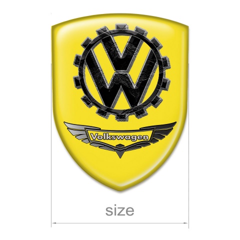 VW Tuning Emblem Yellow Background 3D Logo 
