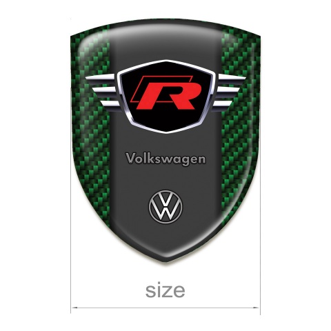 VW Car Accessories Badge Green Carbon Style with Red R Logo 