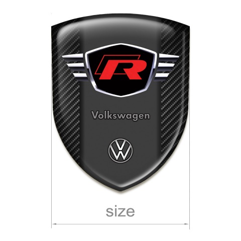 VW Self Adhesive Car logo Emblem Black Carbon Style with Red R Logo 
