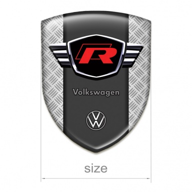VW Silicone Car Decal Badge Metal Mesh Effect with Red R Logo 