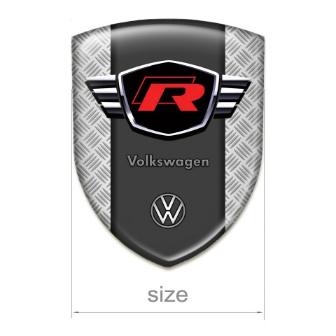 VW Silicone Car Decal Badge Metal Mesh Effect with Red R Logo 
