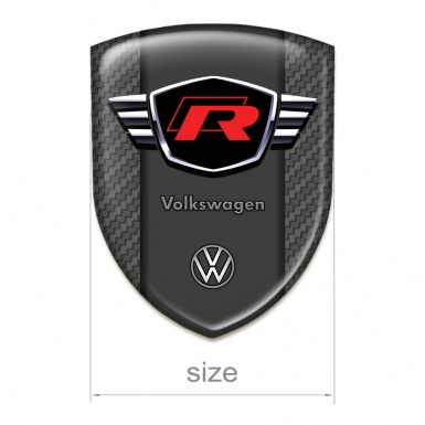 VW Silicone Badge Carbon Style with Red R Logo 