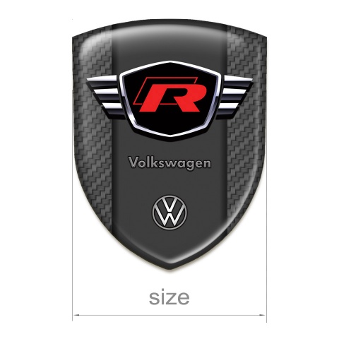 VW Silicone Badge Carbon Style with Red R Logo 