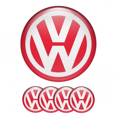 VW Volkswagen Silicone Stickers Center Hub Red Classic