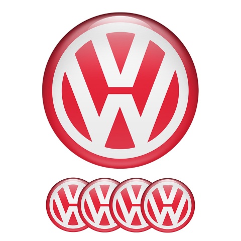 VW Volkswagen Silicone Stickers Center Hub Red Classic