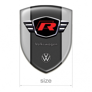 VW Emblem Badge Logo Grey Style with Red R Logo 