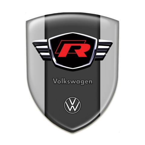 VW Emblem Badge Logo Grey Style with Red R Logo 