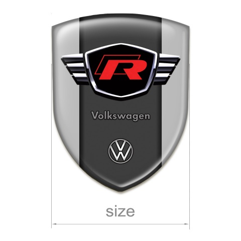 VW Emblem Badge Logo Grey Style with Red R Logo 