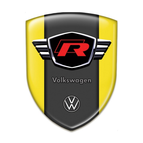VW Logo Emblem Yellow Design with Red R Logo 