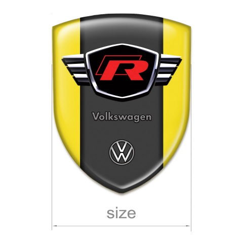 VW Logo Emblem Yellow Design with Red R Logo 