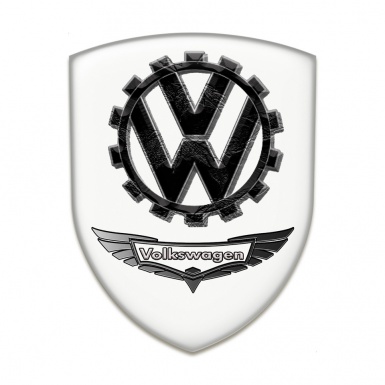 VW Self Adhesive Emblem Logo White Base with 3D Circle Logo 