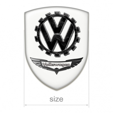VW Self Adhesive Emblem Logo White Base with 3D Circle Logo 
