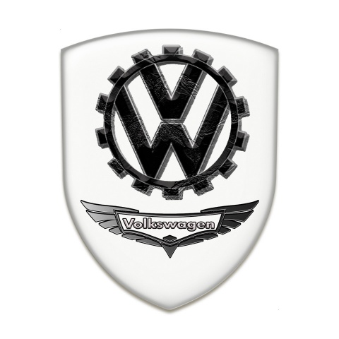 VW Self Adhesive Emblem Logo White Base with 3D Circle Logo 