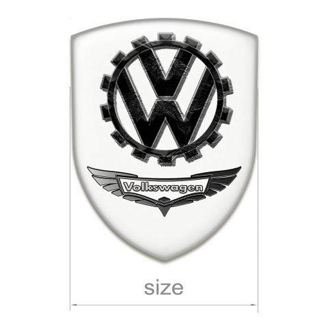 VW Self Adhesive Emblem Logo White Base with 3D Circle Logo 