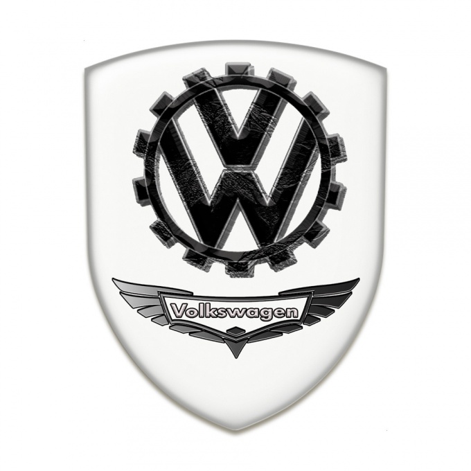 VW Self Adhesive Emblem Logo White Base with 3D Circle Logo 