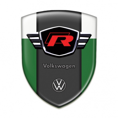 VW Silicone Emblem Green White Style with Red R Logo 