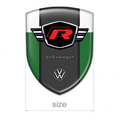VW Silicone Emblem Green White Style with Red R Logo 