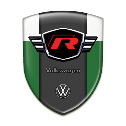 VW Silicone Emblem Green White Style with Red R Logo 