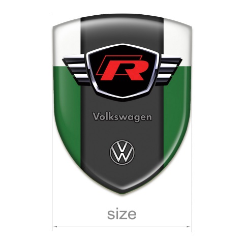 VW Silicone Emblem Green White Style with Red R Logo 