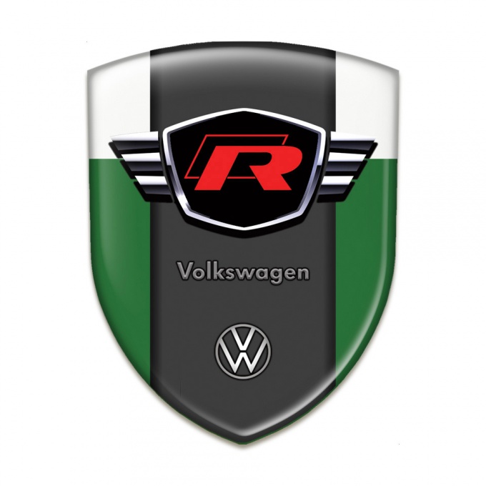 VW Silicone Emblem Green White Style with Red R Logo 
